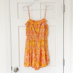 SADIE & SAGE romper size M orange ruffles lined tiered
